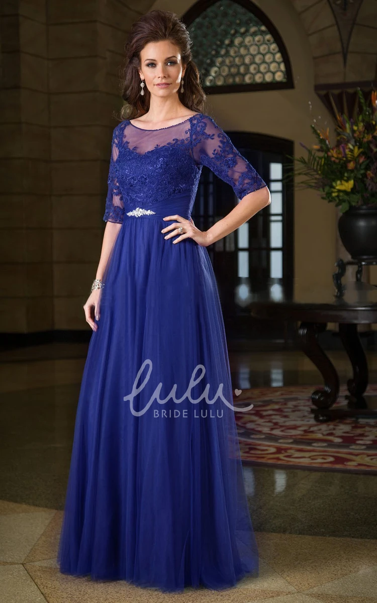 A-Line Gown with Appliques and Pleats Unique Formal Dress