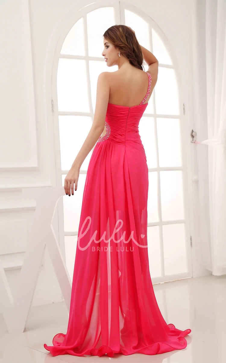 One-Shoulder Ruched High-Low Prom Dress with Keyhole Prom Dress Unique Elegant