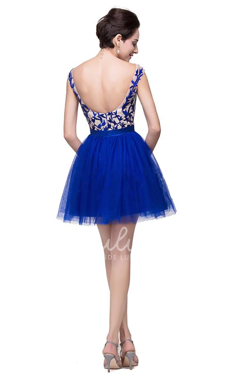 Sleeveless Short Homecoming Dress in Royal Blue with Appliques Elegant Bridesmaid Dress