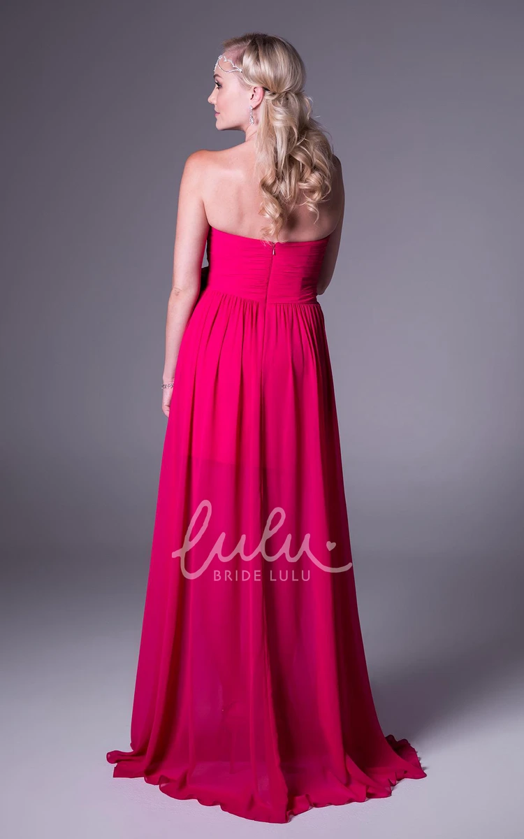 Sweetheart Empire Chiffon Bridesmaid Dress with Brush Train Sleeveless