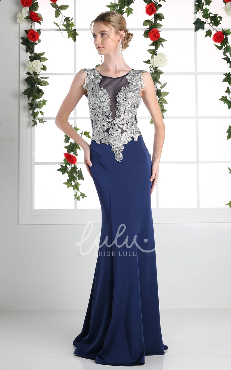 Sleeveless Sheath Jersey Dress with Beading Elegant Formal Dress