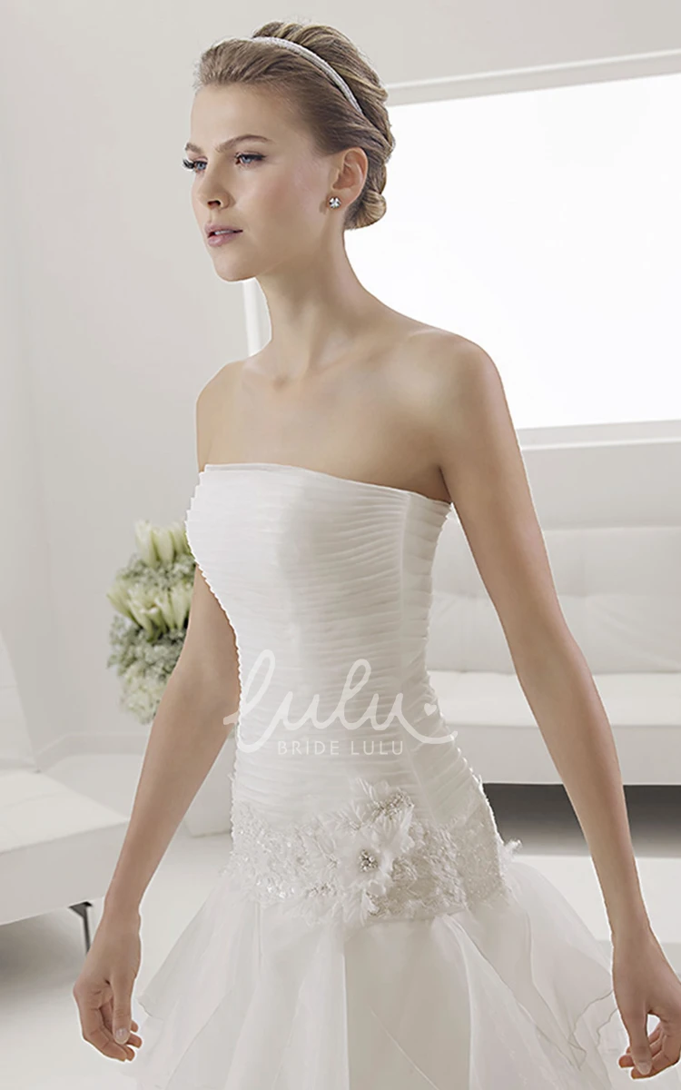 Strapless Mermaid Bridal Dress with Ruched Bodice and Tiered Skirt