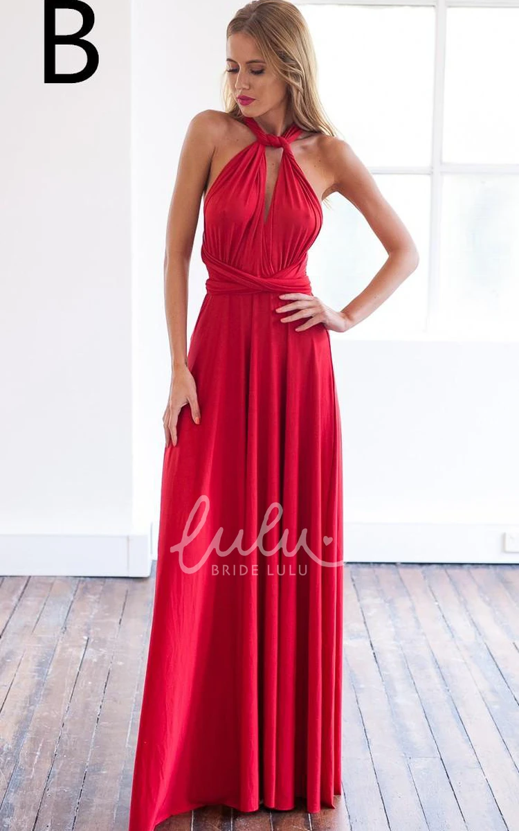 Red A-Line Prom Dress Sleeveless and Floor-Length