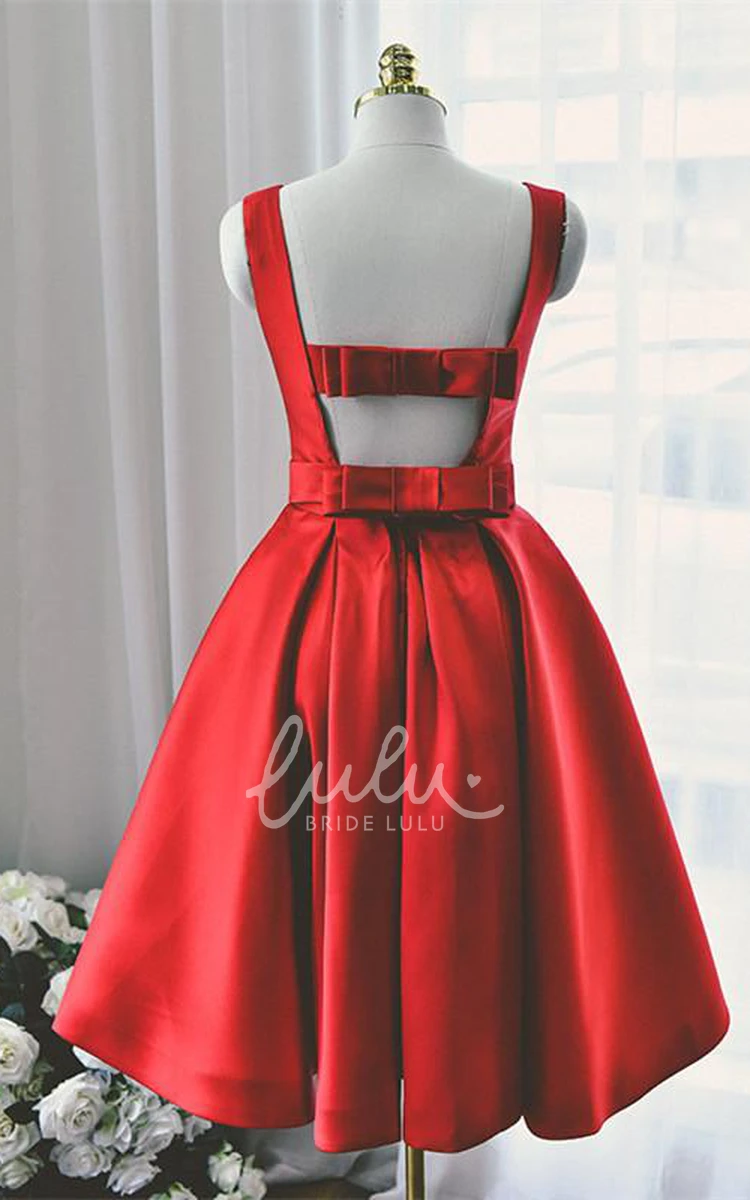 High-Quality Red Bowknot Homecoming Dress Bateau Neckline & Chic