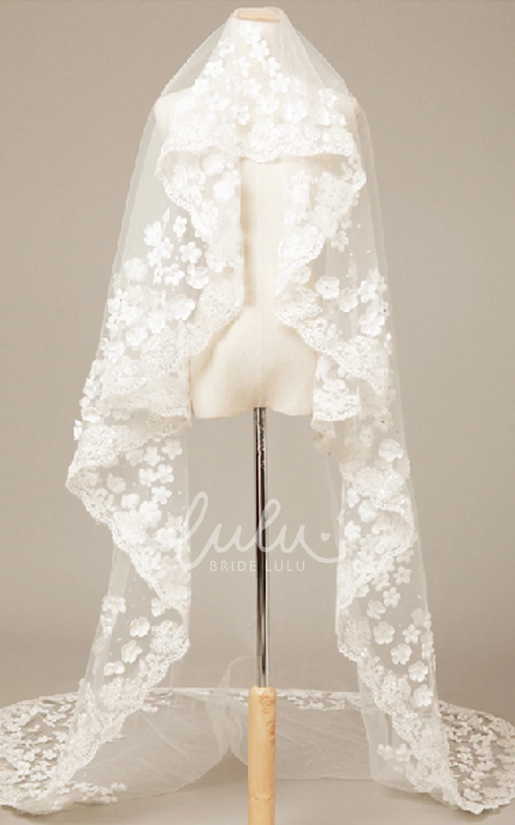 Romantic Flower Wedding Veil 3 Meters Long