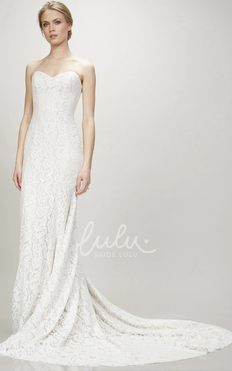 Lace Sweetheart Wedding Dress with Court Train Maxi & Classy