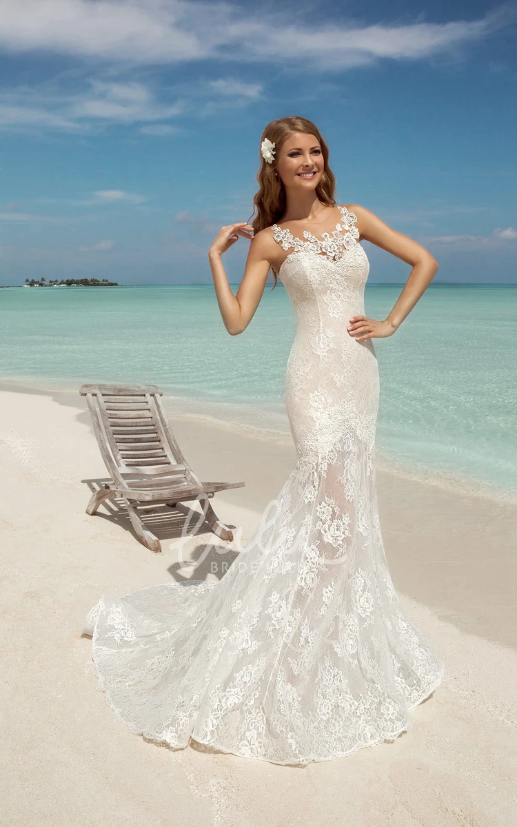 Sweetheart Mermaid Lace Applique Sleeveless Wedding Dress