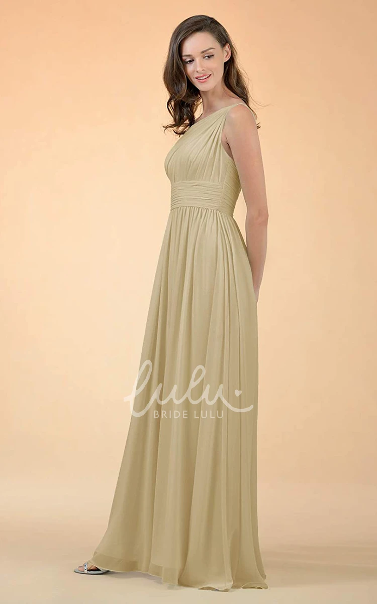 One-shoulder Sleeveless Chiffon A-line Bridesmaid Dress with Ruching Elegant