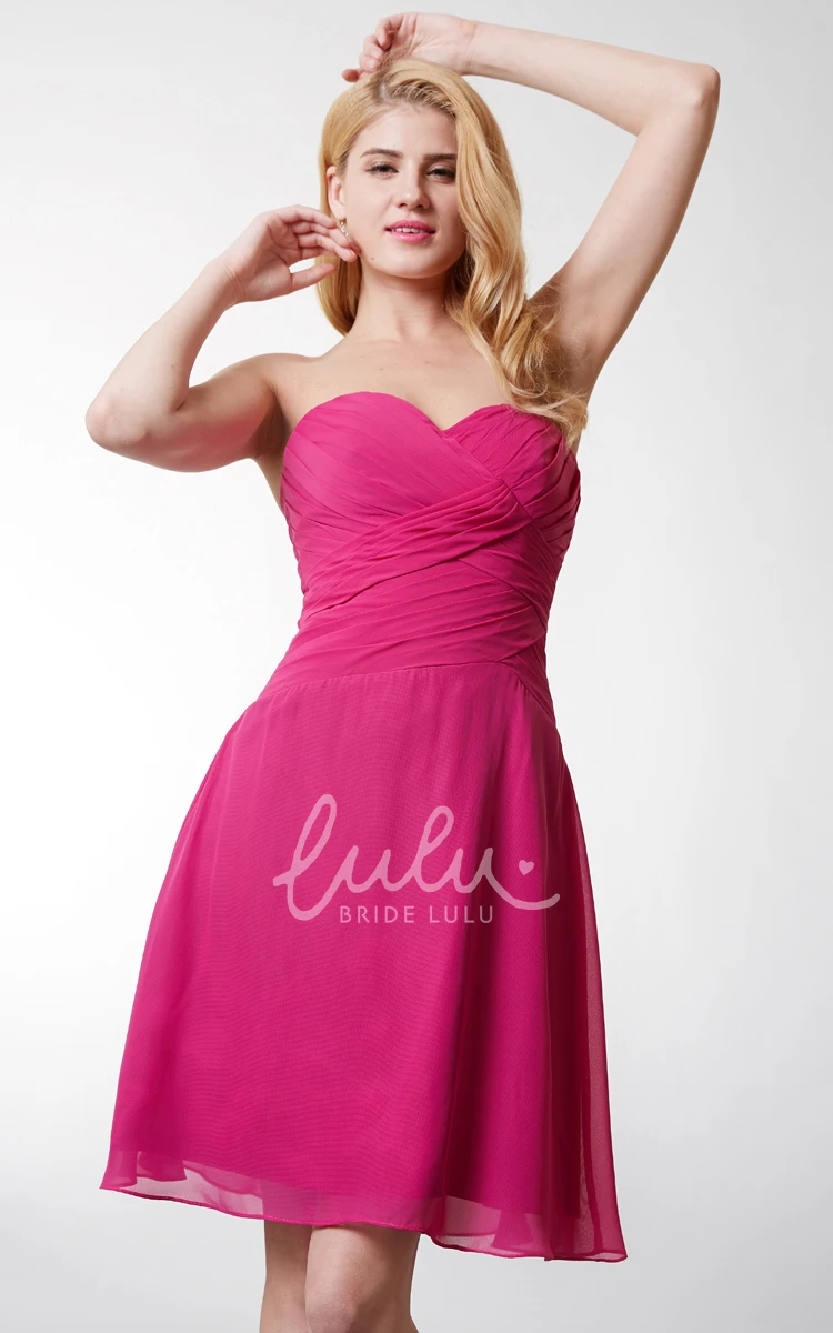 Ruched Sweetheart Chiffon Dress with Backless Short Bridesmaid Dress