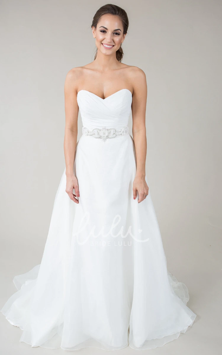 Jeweled Chiffon Sweetheart Wedding Dress with Criss Cross Elegant Wedding Dress 2024