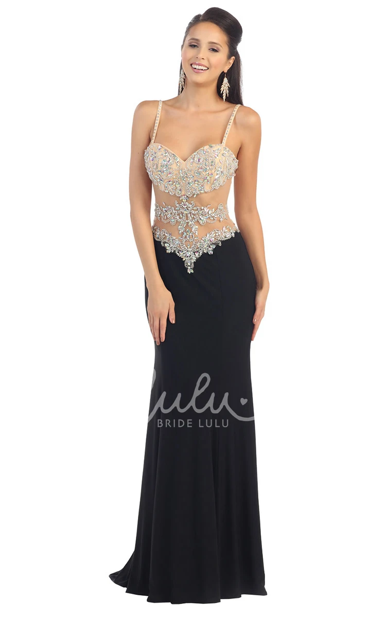 Sheath Illusion Maxi Dress with Beading Formal Dress