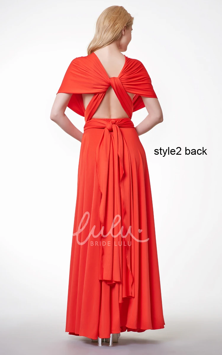 A-line Jersey Gown with Halter Neck & Pleated Convertible Sleeves Modern & Versatile