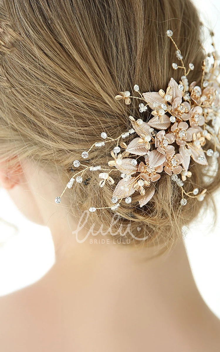 Golden Handmade Floral Bridal Hair Combs