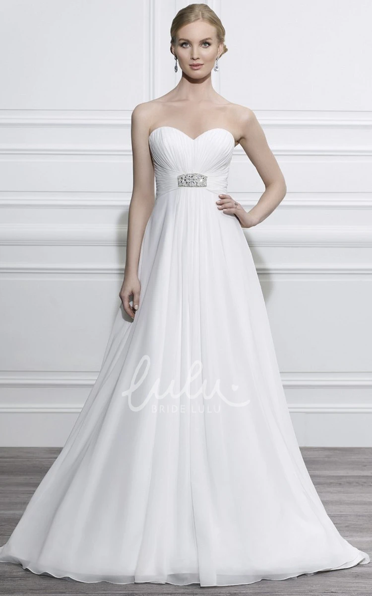 Empire Chiffon Sweetheart A-Line Wedding Dress with Ruched Detail
