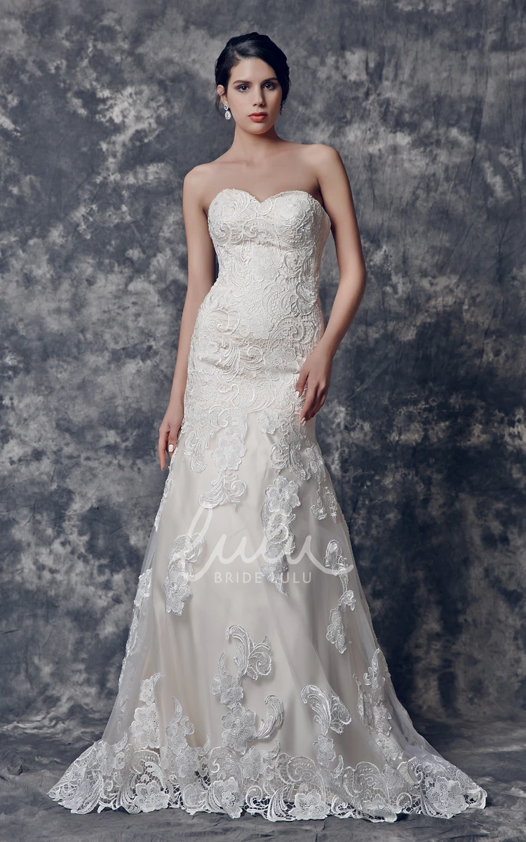 Fit and Flare Lace Wedding Dress with Sweetheart Neckline Elegant and Classy