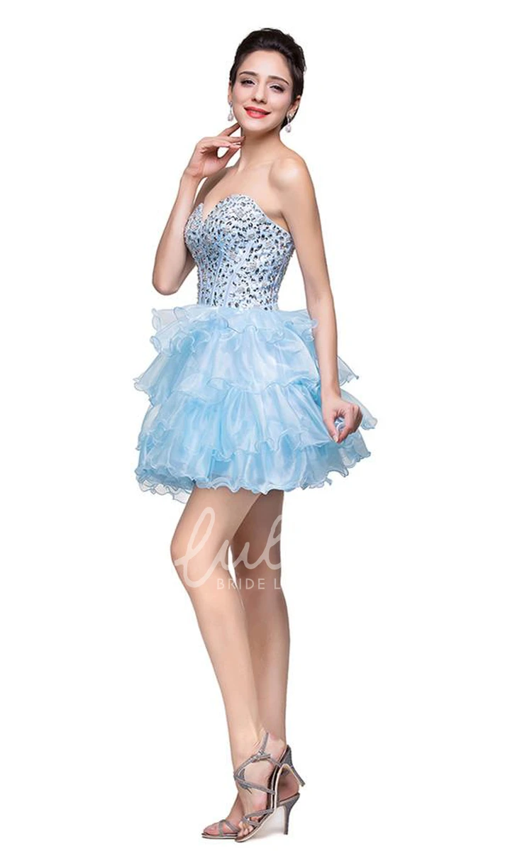 Crystal Organza Homecoming Dress with Sweetheart Neckline