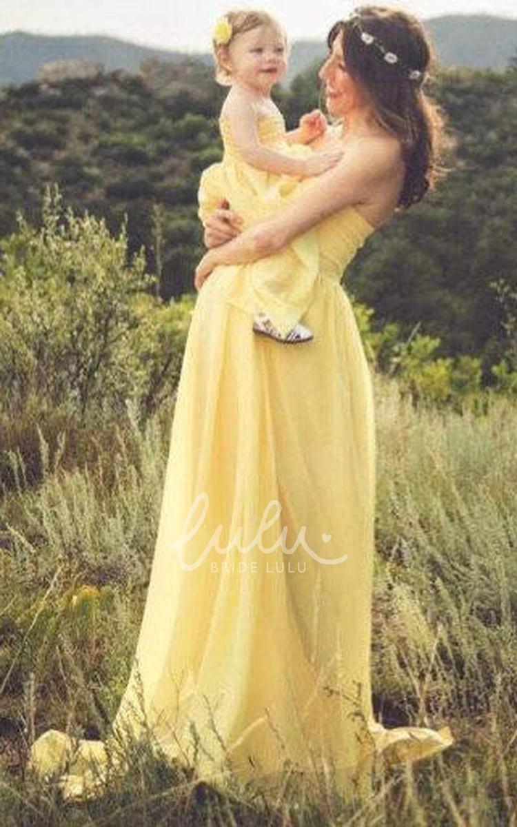 Yellow Chiffon Maternity Gown Set with Matching Bridesmaid Dress