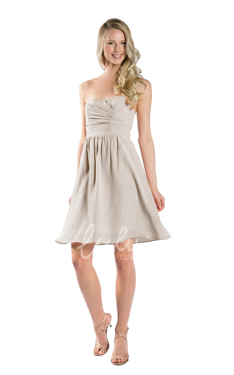 Short Strapless A-Line Ruched Chiffon Convertible Bridesmaid Dress in Muti-Color