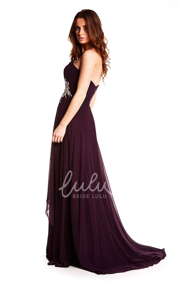 Beaded Sweetheart Chiffon Prom Dress with Sleeveless Elegance