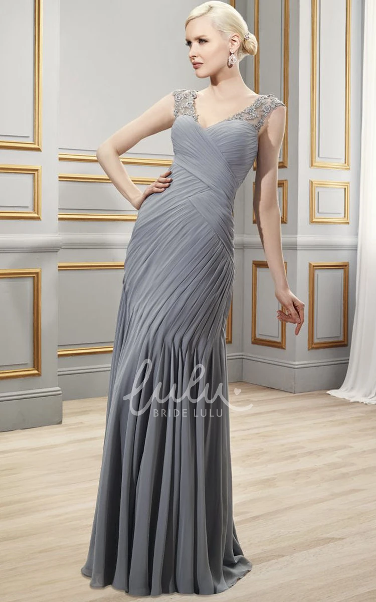 Sleeveless V-Neck Chiffon Formal Formal Dress with Criss-Cross Detail