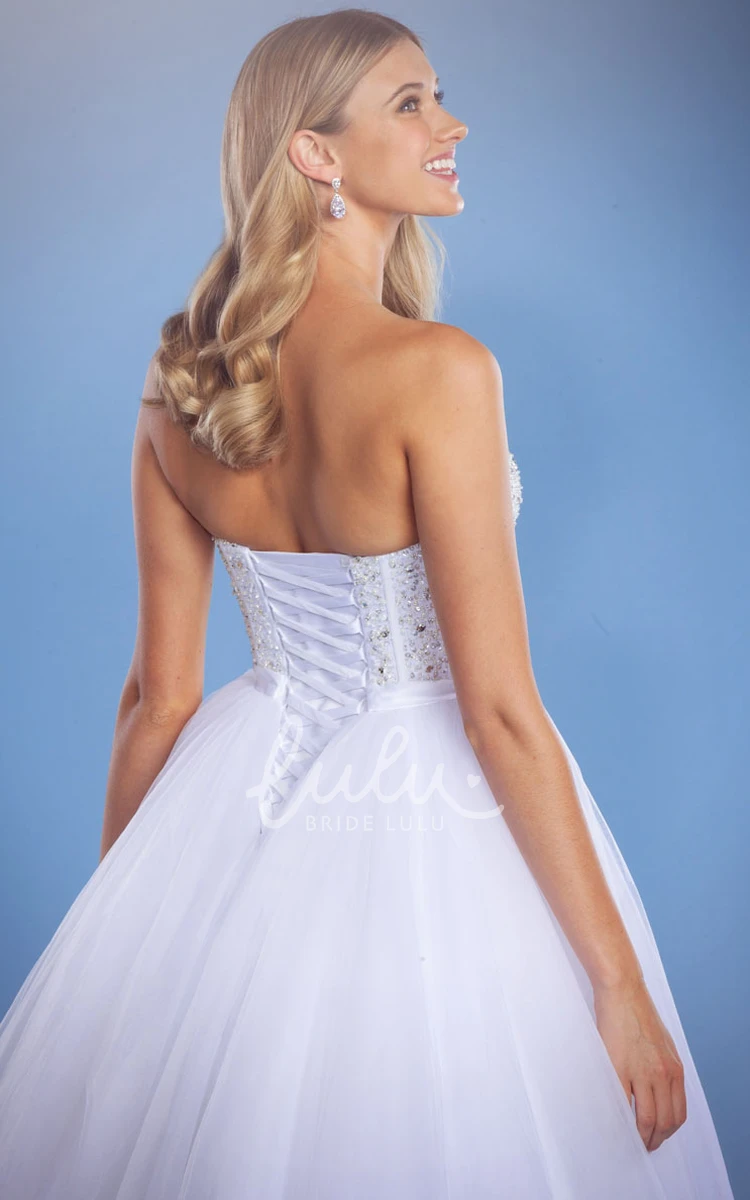 Crystal Tulle Sweetheart Wedding Dress Ball Gown Style with Floor-Length and Sleeveless Design