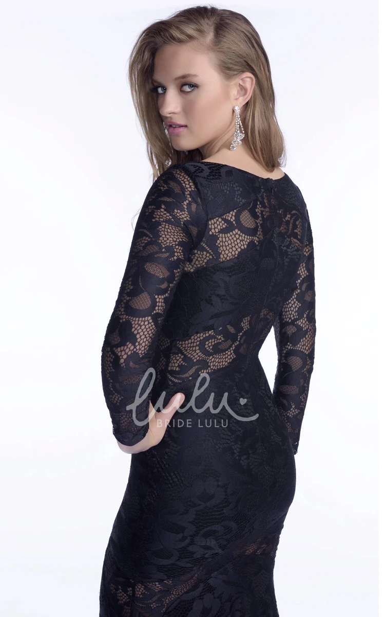 Rhinestone Trumpet Lace Prom Dress with Long Sleeves