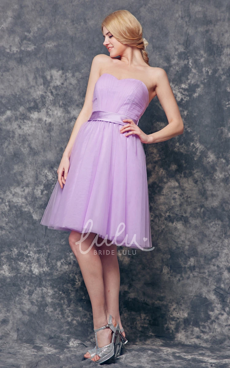 Strapless Backless A-line Tulle Dress with Sash Simple & Modern