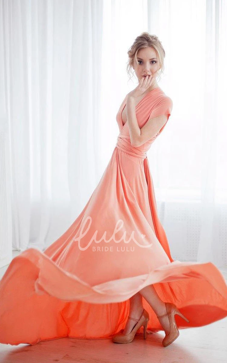 A-line Gown with Sash and Pleats for Women