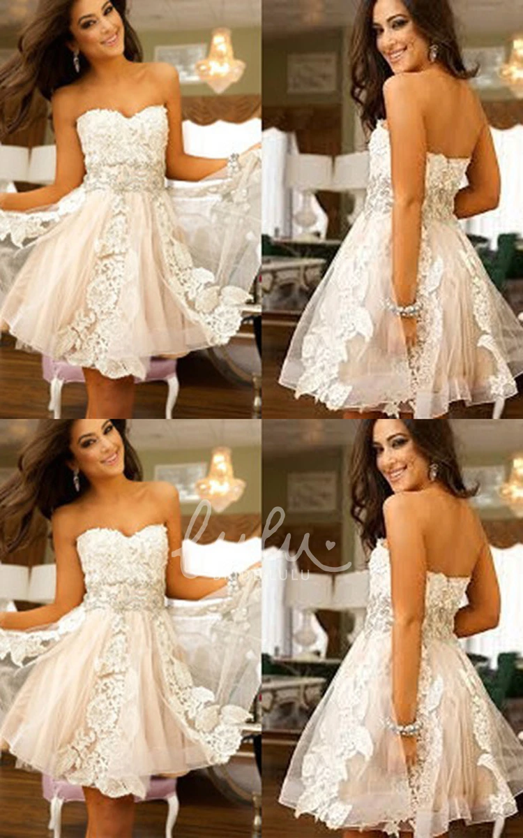 Lace Appliques Sweetheart A-line Sleeveless Homecoming Dress