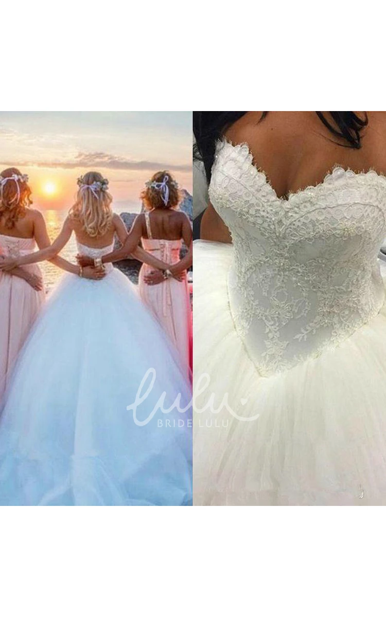 Sweetheart Lace Ball Gown Wedding Dress with Tulle and Corset Back