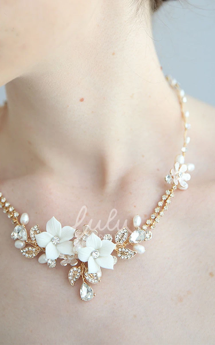 Delicate Rhinestone Beaded Necklace and Earrings Jewelry Sets