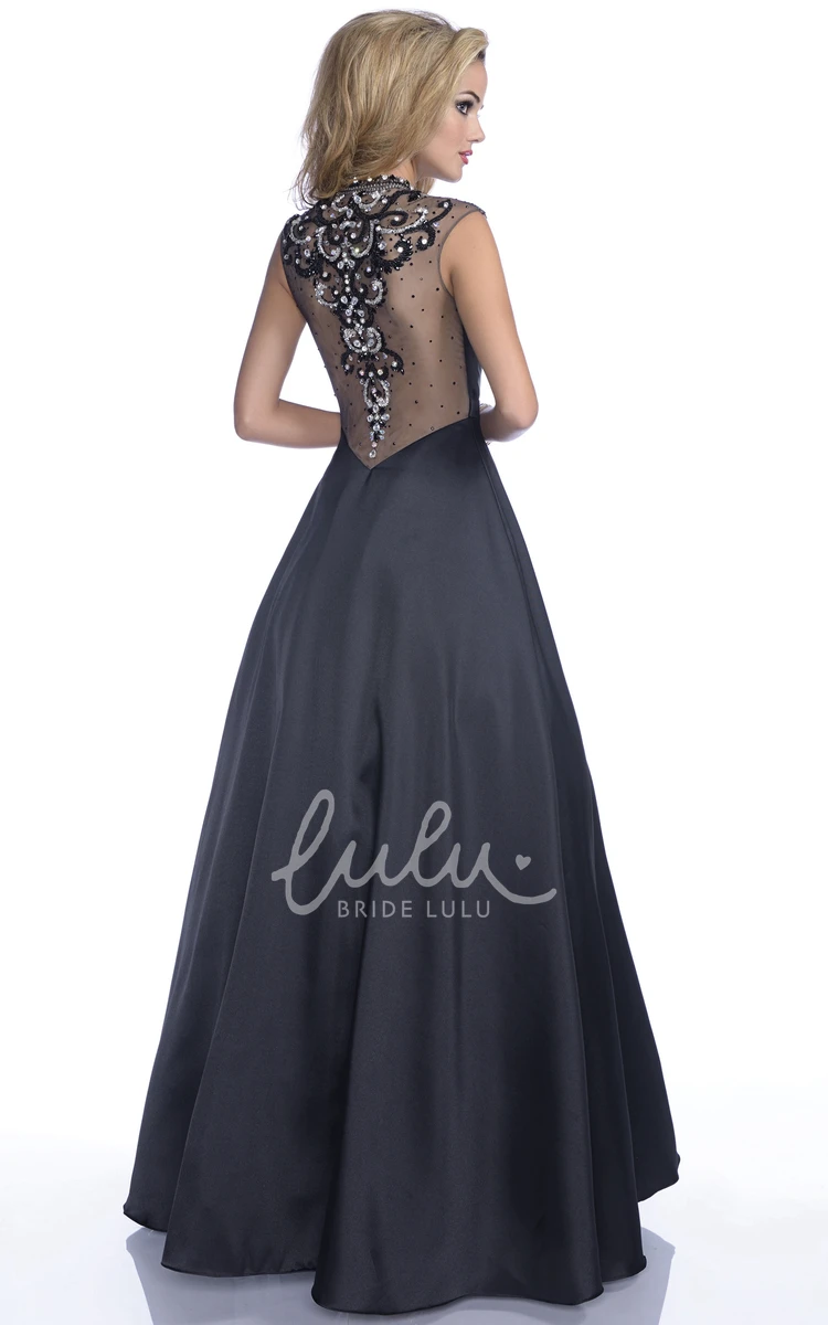 Sophisticated Cap Sleeve Satin Formal Dress A-Line