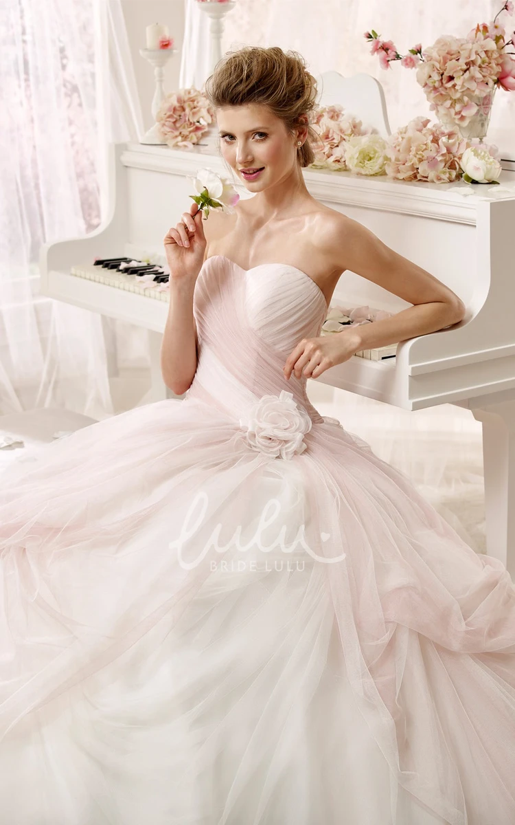A-line Wedding Dress with Flowers and Pleated Bodice Romantic & Elegant Wedding Dress