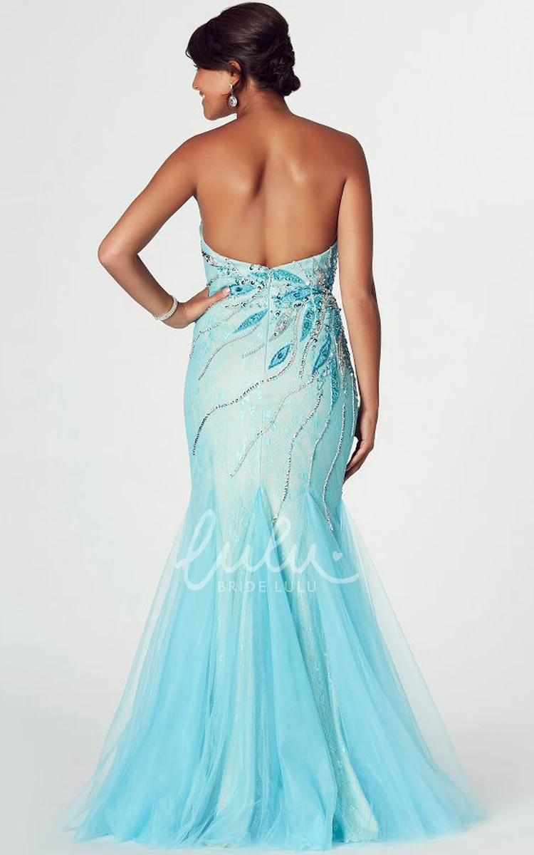 Sweetheart Beaded Tulle Prom Dress Mermaid Low-V Back