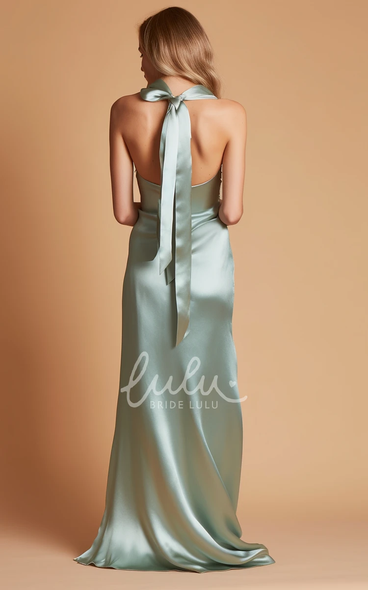 Satin Sheath Bridesmaid Dress with Off-the-shoulder Simple Sexy Prom Dress