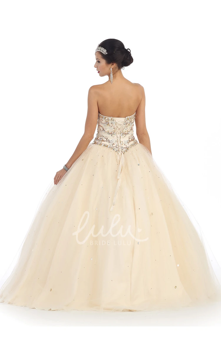 Sweetheart Tulle Satin Ball Gown with Beading and Cape Formal Dress