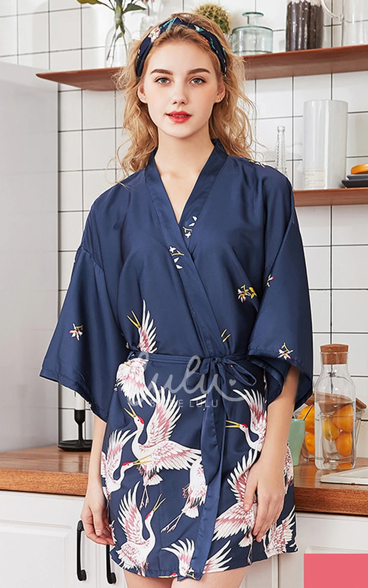 Floral Bride Bridesmaid Short Robe