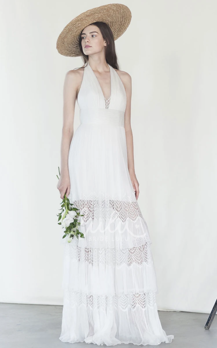 Sleeveless V-neck Floor-length Wedding Dress Stunning & Timeless