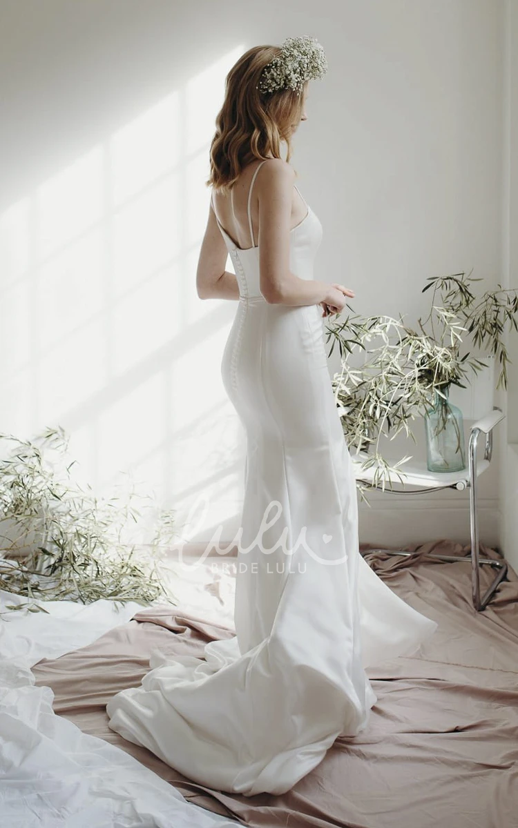 Asymmetrical Mermaid Wedding Dress with Spaghetti Straps and Open Back