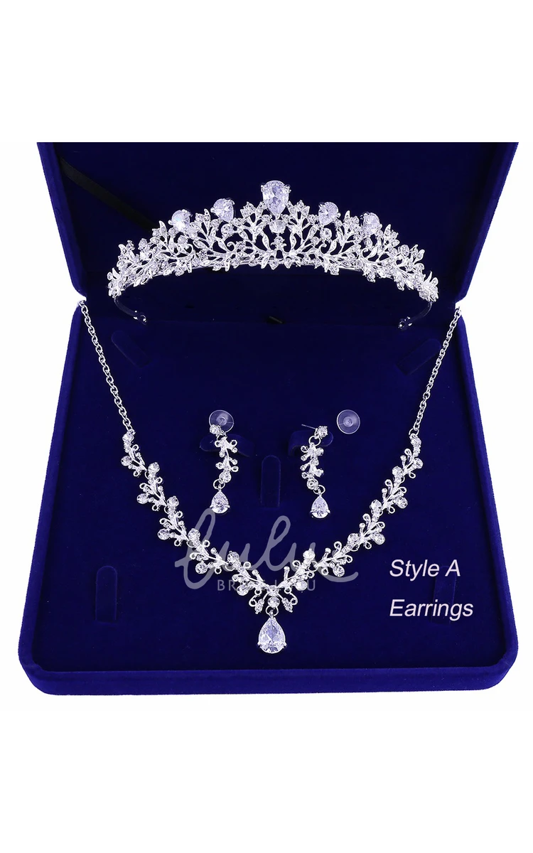 Bridal Crown Necklace and Earrings Set for Weddings