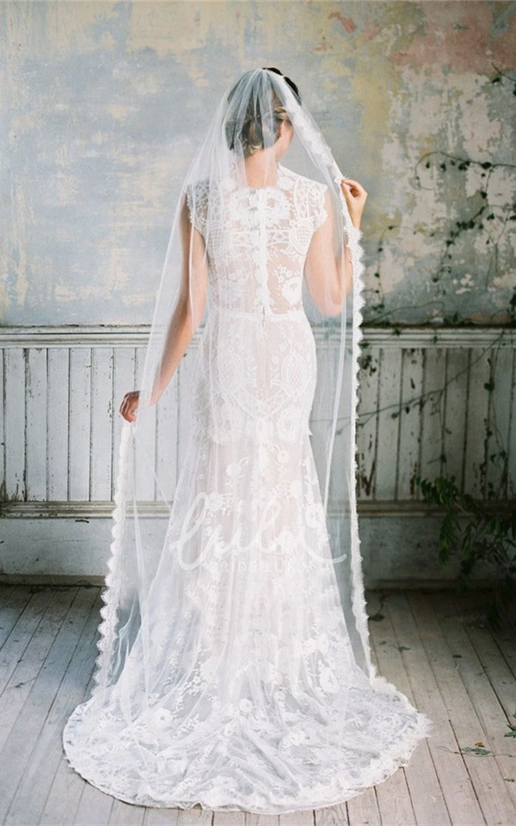 Beautiful Lace Edge Wedding Veil with Single Layer Wedding Dress