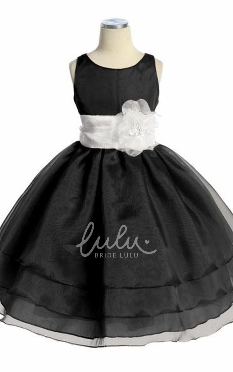 Tiered Organza Flower Girl Dress Tea-Length