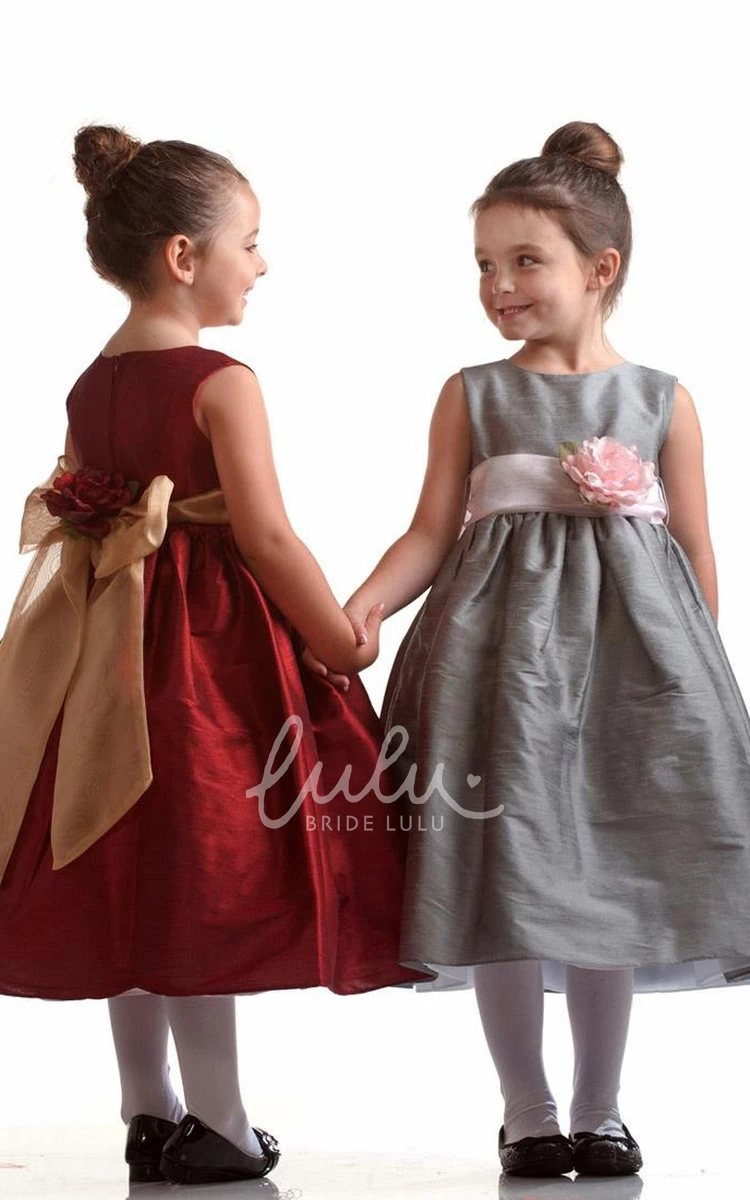 Sleeveless Organza Flower Girl Dress Simple Dress for Girls