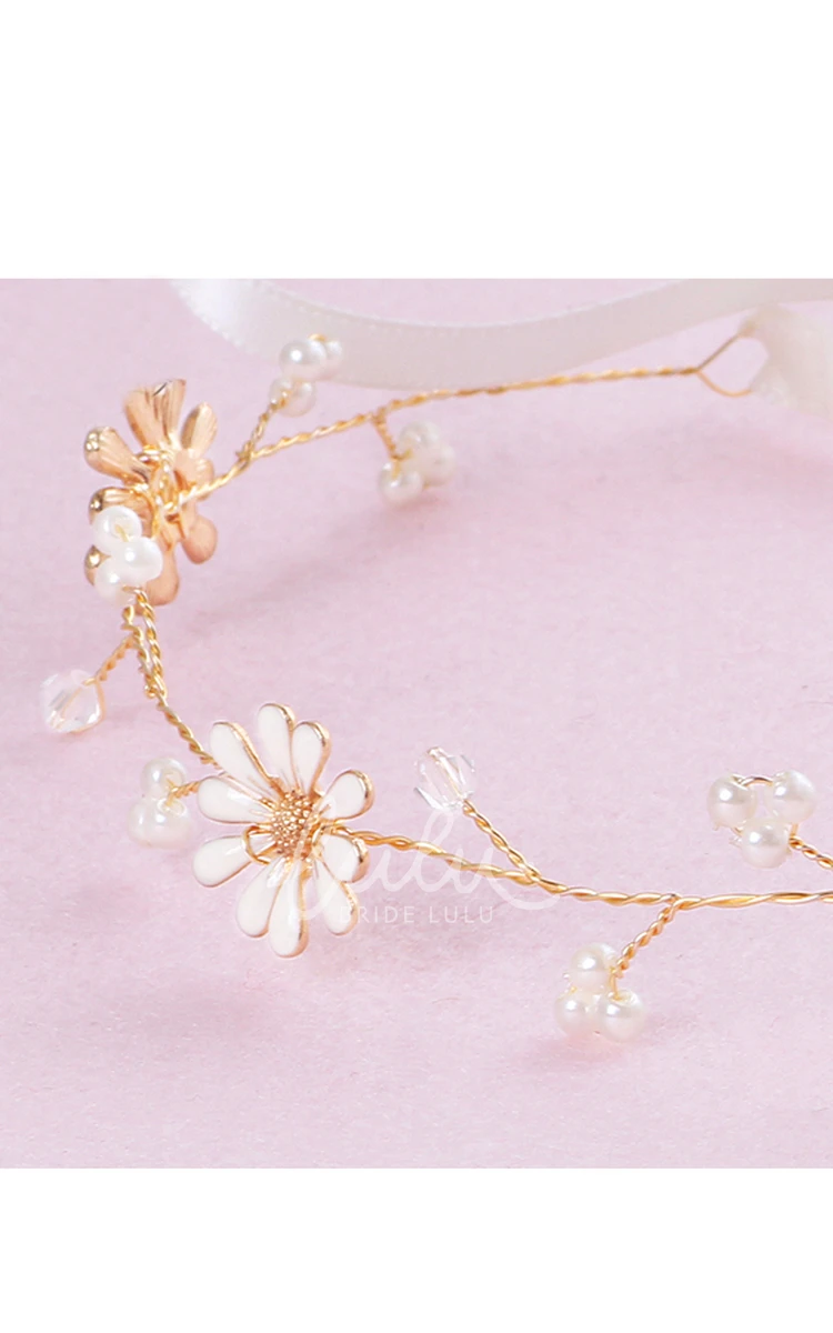 Beautiful Bridal Hairband Fresh Chrysanthemum Rhinestone Headpiece for Weddings