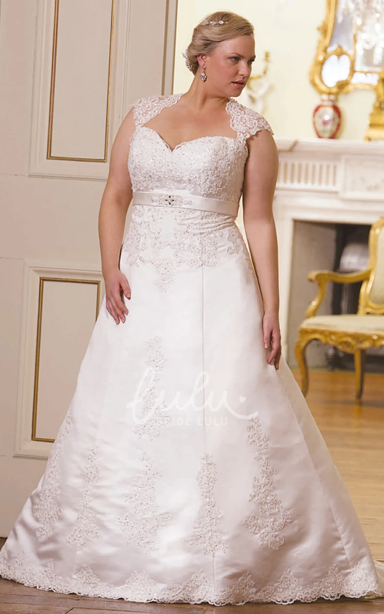 Lace Sweetheart Applique A-Line Plus Size Wedding Dress