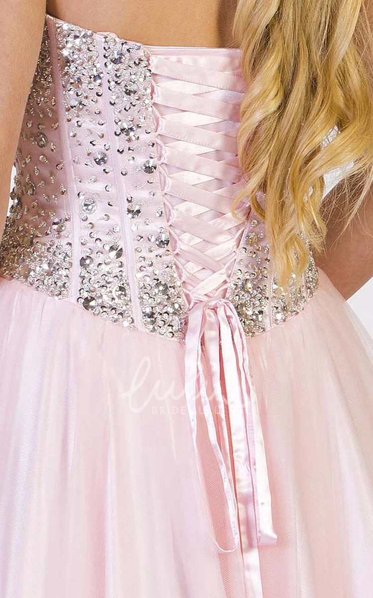 A-Line Tulle Prom Dress with Sweetheart Neckline and Beaded Bodice