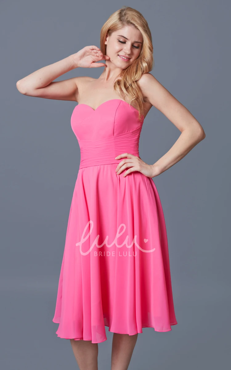 Vibrant Backless Pleated Knee-length Chiffon Bridesmaid Dress