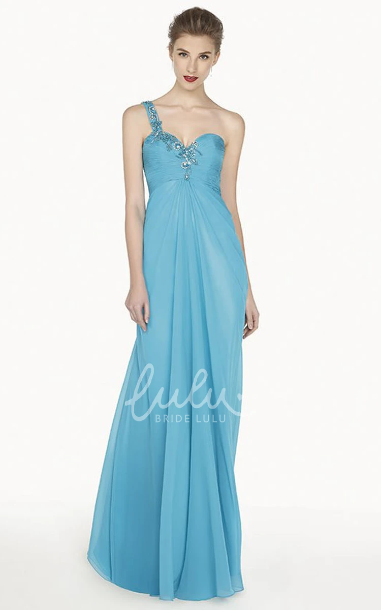 Crystal Strap A-Line Chiffon Prom Dress with Keyhole Waist Elegant Women's Dress