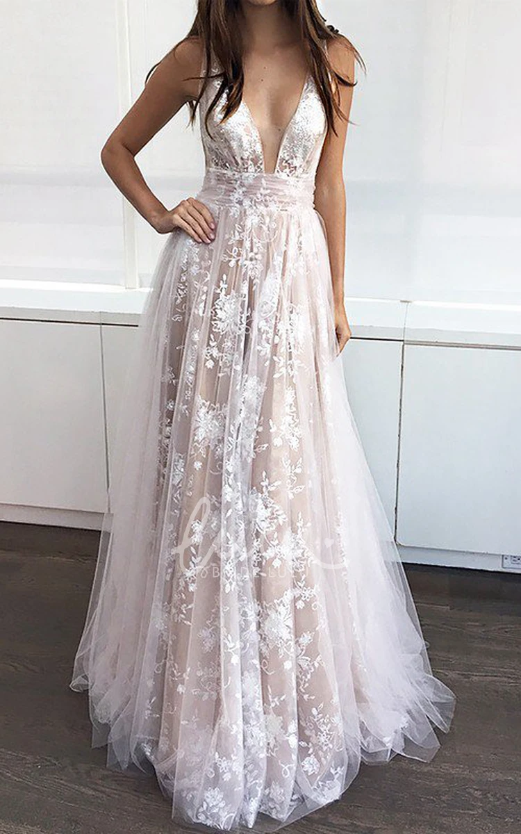 A-Line Lace Tulle Formal Dress with Sweetheart Neckline