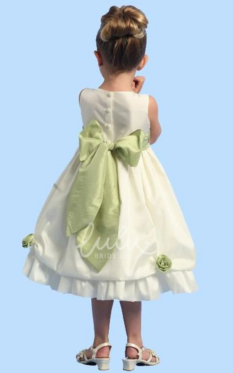 Floral Taffeta Tea-Length Flower Girl Dress Elegant and Unique